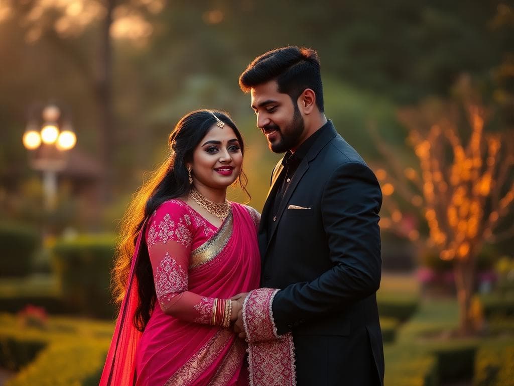 Pre-wedding photo shoot styling at golden hour