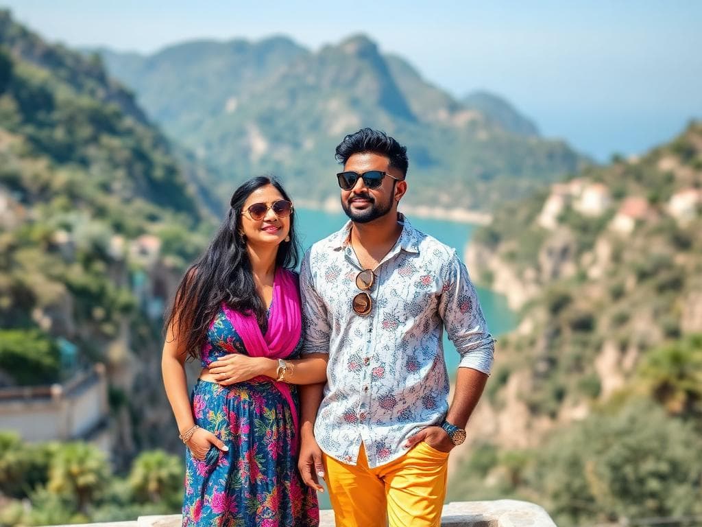 Vacation styling service  stylish couple in destination-ready outfits